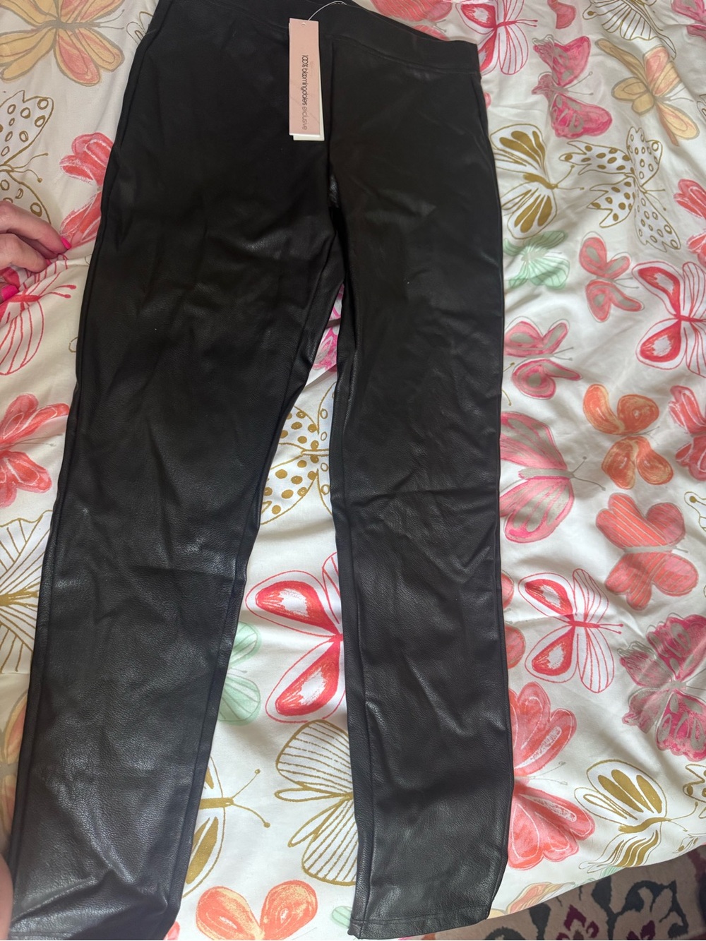 Aqua Black Faux Leather Leggings